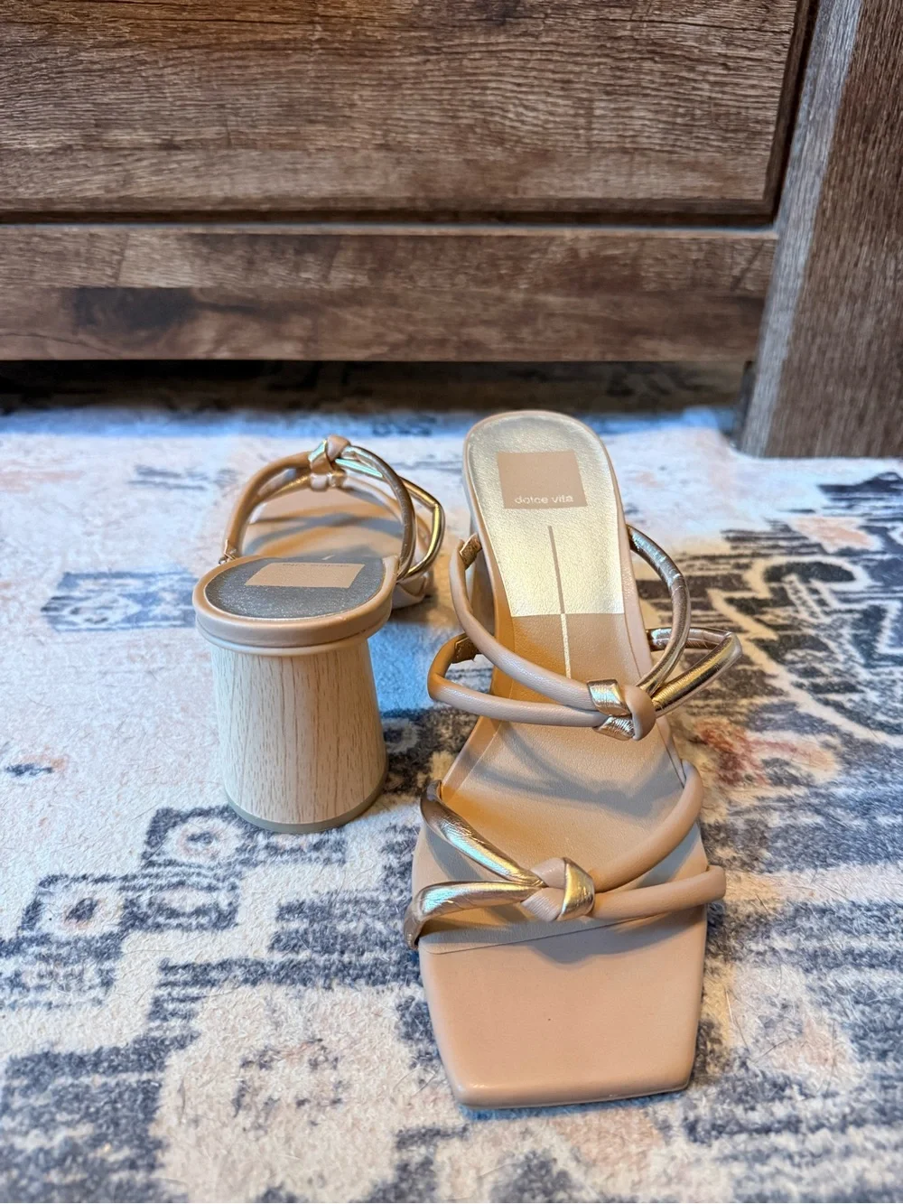 Dolce Vita Beige and Gold Knotted Strap Heeled Sandals- BRAND NEW!